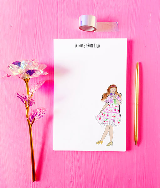 Berries + Flowers Fashionista Personalized Notepad