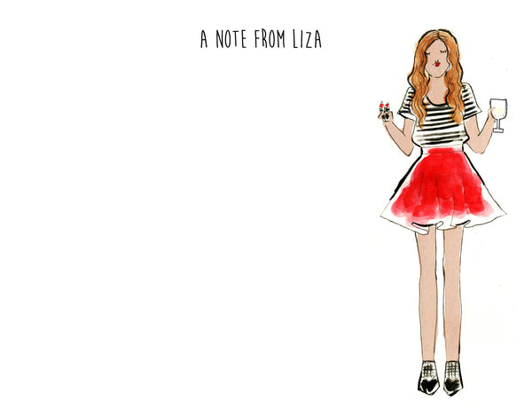 Black and White Tee and Red Skirt Personalized Stationery Set