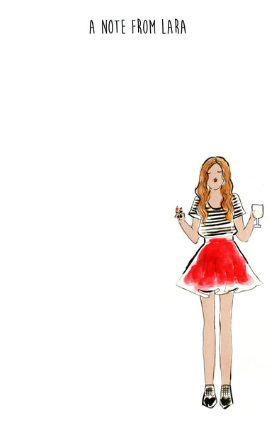 Black and White Tee Red Skirt Girl Personalized Notepad