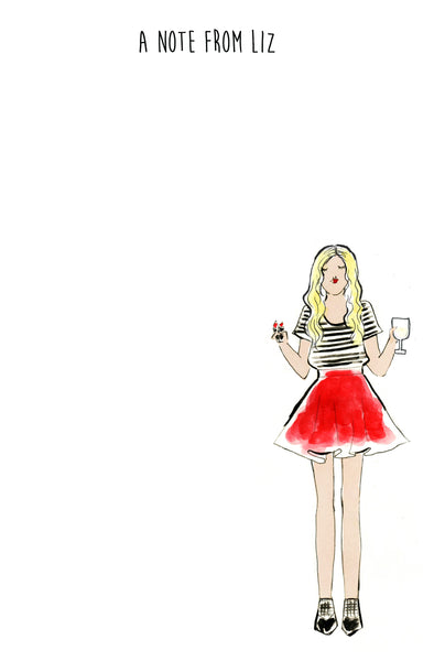 Black and White Tee Red Skirt Girl Personalized Notepad