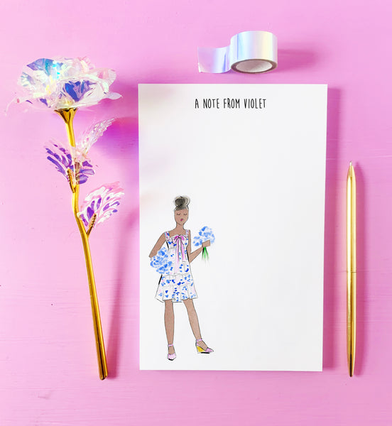 Blue Hydrangea Fashionista Personalized Notepad