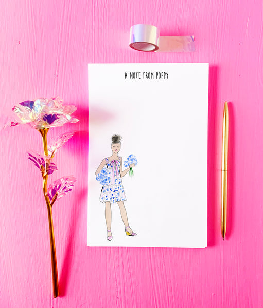 Blue Hydrangea Fashionista Personalized Notepad