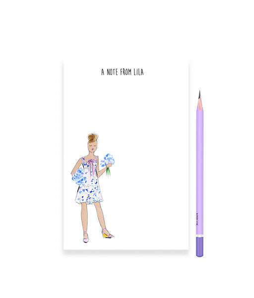 Blue Hydrangea Girl Personalized Stationery Desk Set