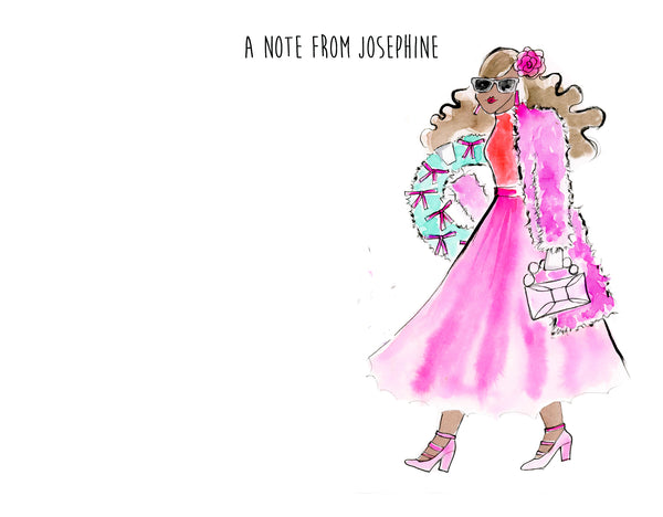 Bow Wreath Girl Personalized Stationery