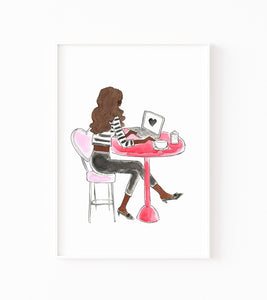 Cafe Girl Art Print