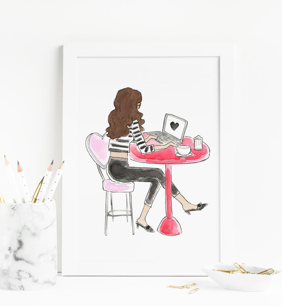 Cafe Girl Art Print