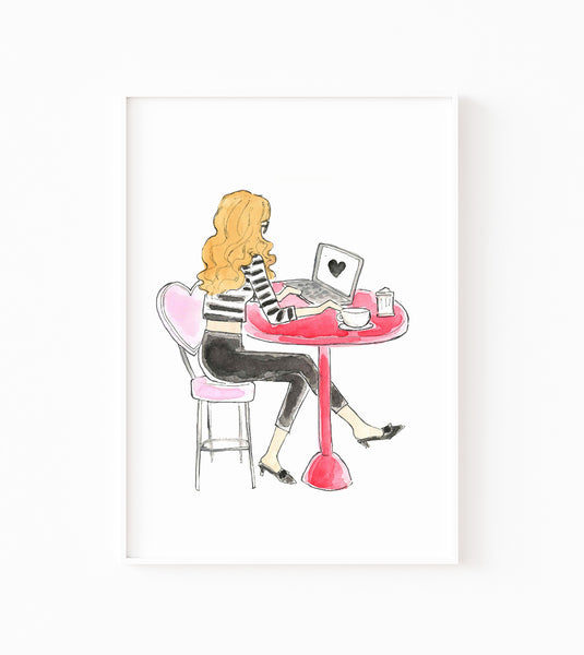 Cafe Girl Art Print