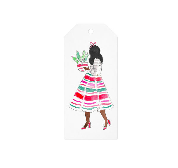 Christmas Cactus Girl Gift Tag