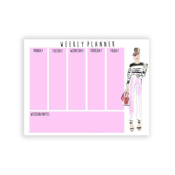 Casual Pink Pants Girl Weekly Planner