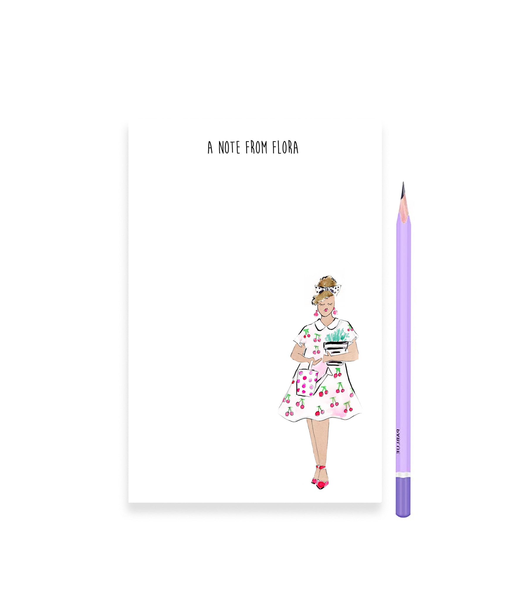 Cherry Dress Garden Girl Personalized Notepad