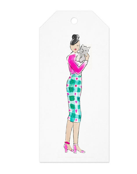 Christmas Kitty Cat Girl Gift Tag