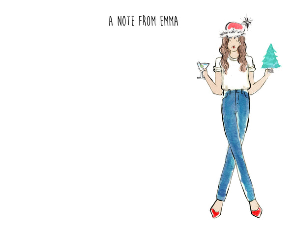 Christmas Martini Girl Personalized Stationery