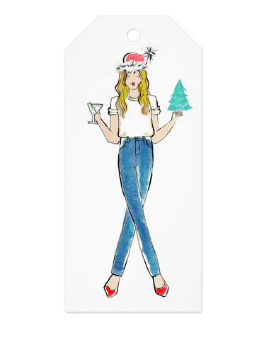 Christmas Martini Girl Gift Tag