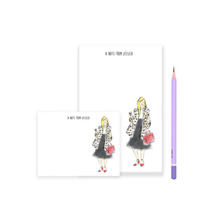 Leopard Coat + Lipstick Personalized Stationery Desk Set