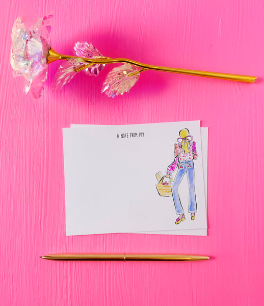 Denim + Bow Personalized Stationery Set