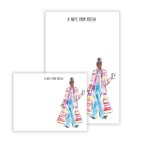Fall Rainbow Girl Personalized Stationery Desk Set