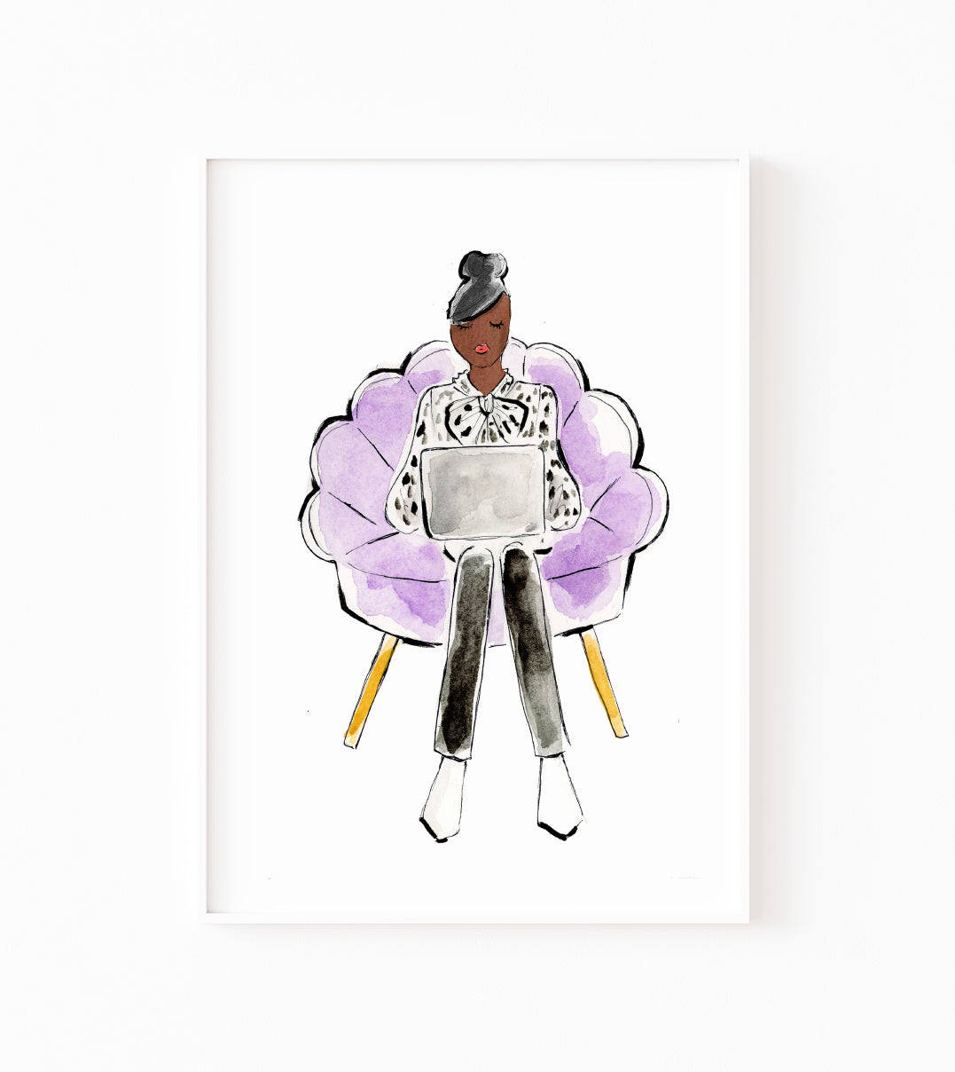 Fancy Purple Chair Girl Art Print