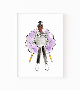 Fancy Purple Chair Girl Art Print