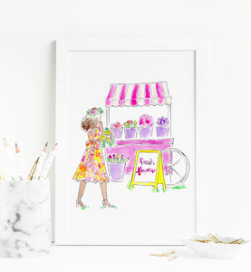 Flower Market Girl Art Print