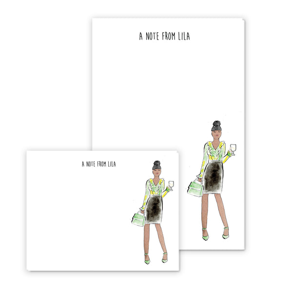 Green Ruffle Blouse Fashion Girl Personalized Stationery Desk Set