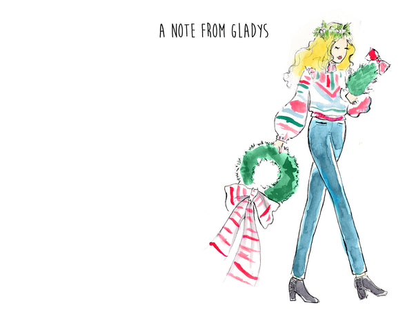 Traditional Christmas Decorating Girl Personalized Stationery