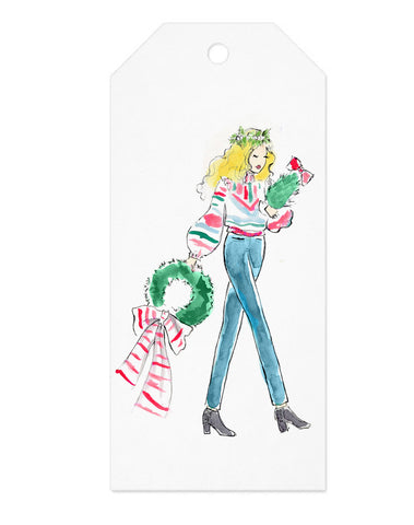 Traditional Christmas Decorating Gift Tag