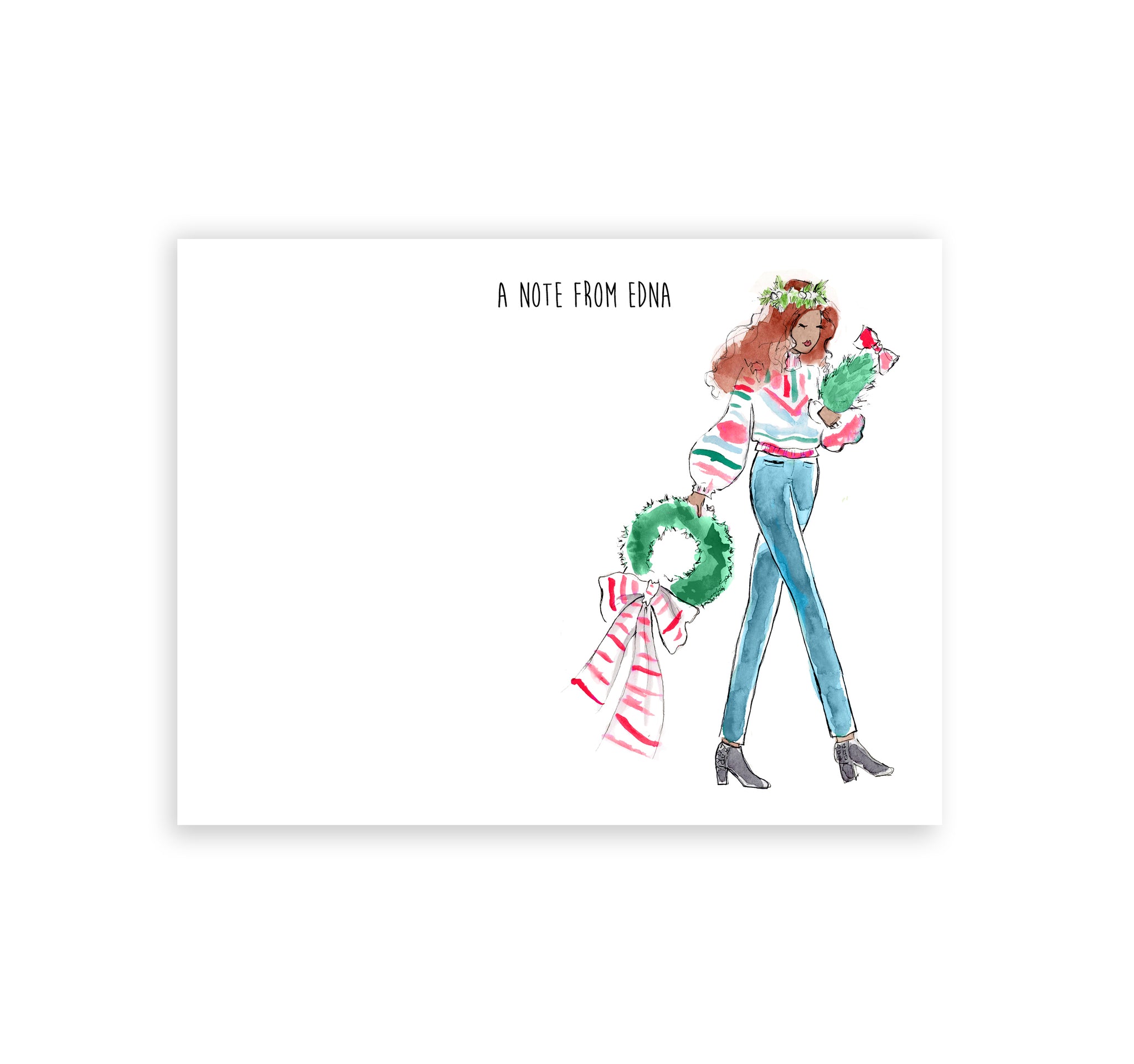 Traditional Christmas Decorating Girl Personalized Stationery