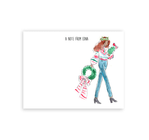 Traditional Christmas Decorating Girl Personalized Stationery
