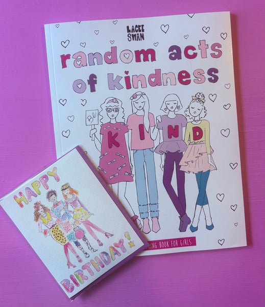 Random Acts of Kindness Coloring Book + Birthday Card Bundle