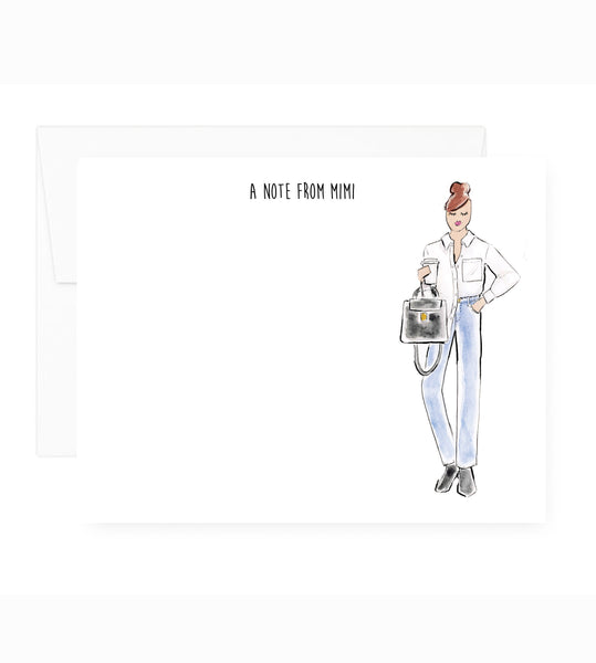 Jeans and White Tee Girl Personalized Stationery Desk Set