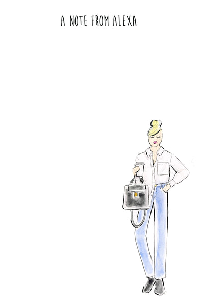 Jeans and White Tee Girl Personalized Notepad