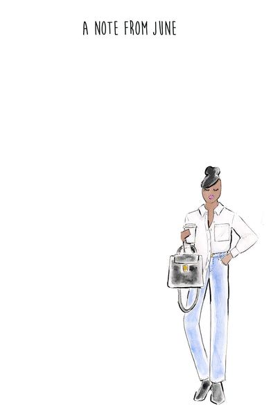 Jeans and White Tee Girl Personalized Notepad