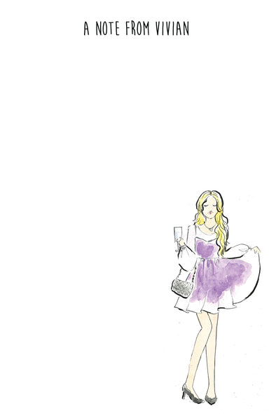 Lavender Dress Fashion Girl Personalized Notepad