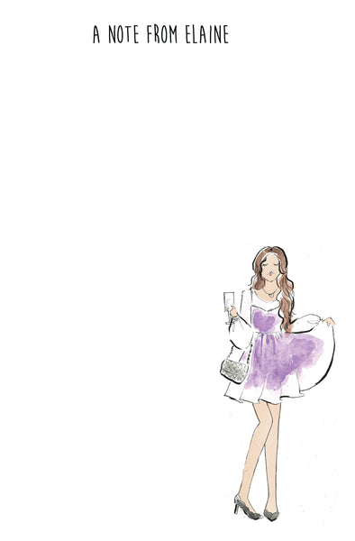 Lavender Dress Fashion Girl Personalized Notepad