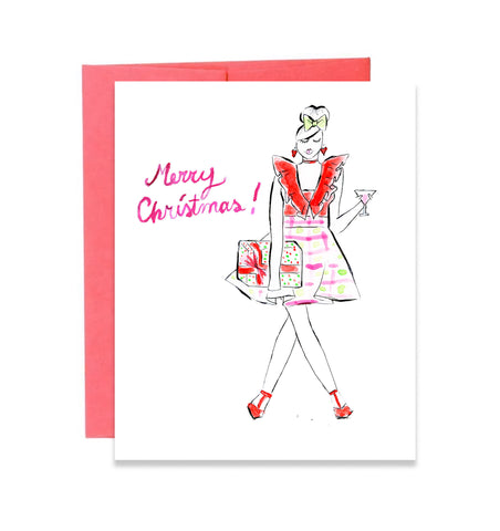 Pre-Order Christmas Card - Merry Christmas Cocktail Girl