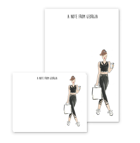 Modern Workout Girl Personalized Stationery Desk Set