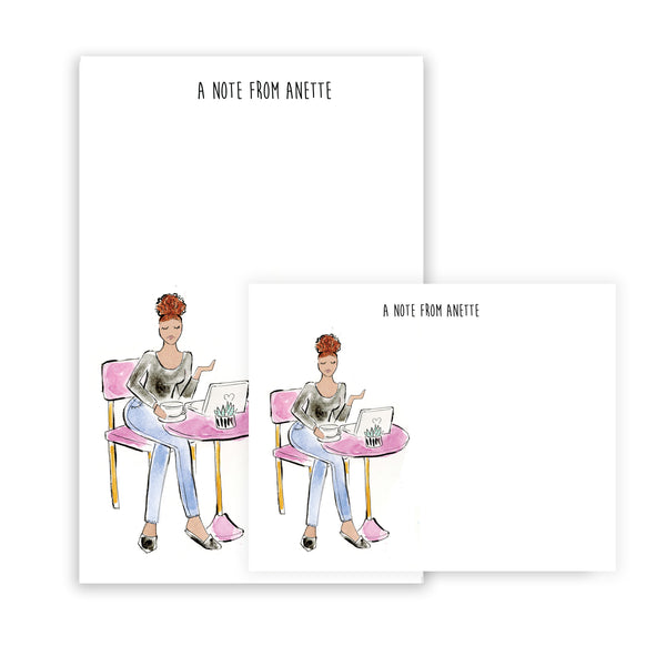 Pink Cafe Girl Personalized Stationery Desk Set