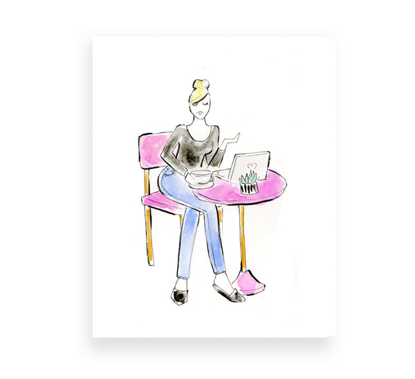 Coffee Shop Girl Art Print