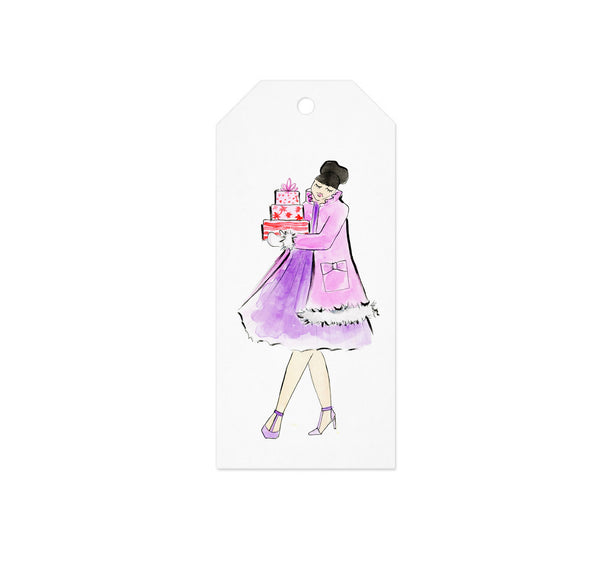 Pink +Purple Holiday Girl Gift Tag