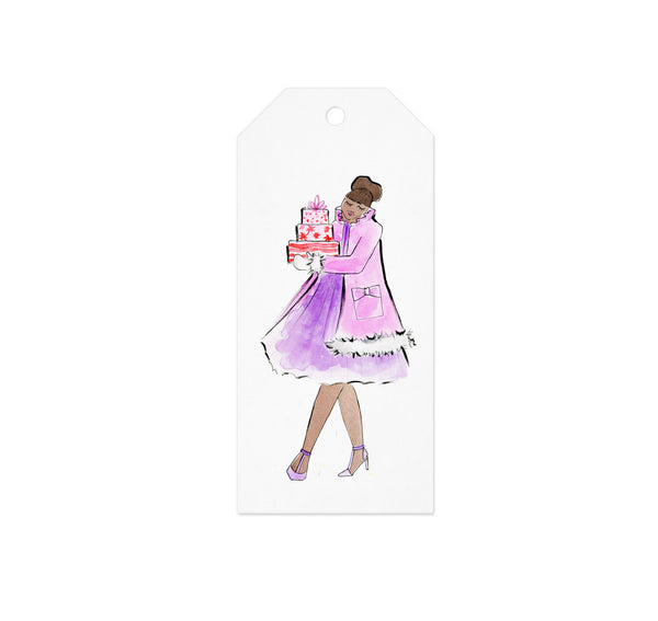 Pink +Purple Holiday Girl Gift Tag