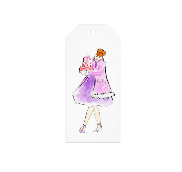 Pink +Purple Holiday Girl Gift Tag