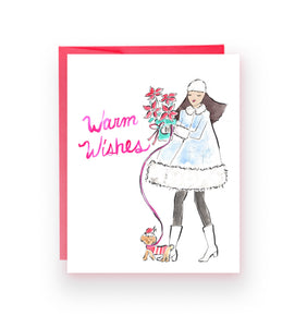 Warm Wishes Poinsetta Holiday Card (Ready to Ship)