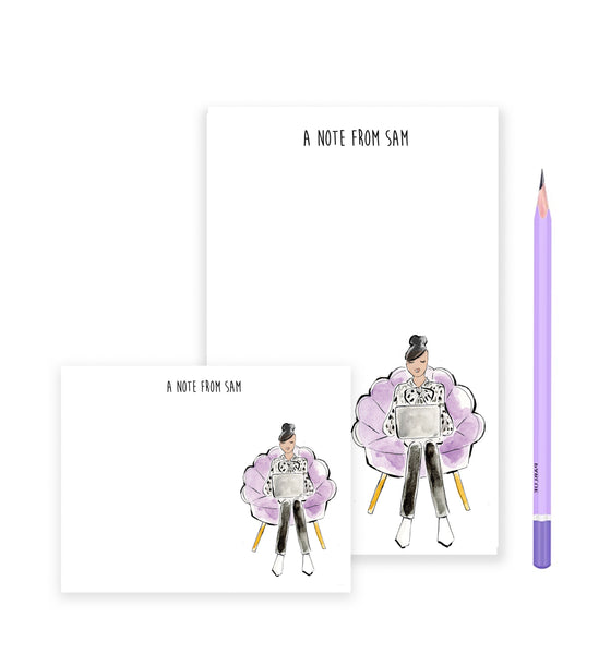 Fancy Purple Chair Personalized Stationery Desk Set