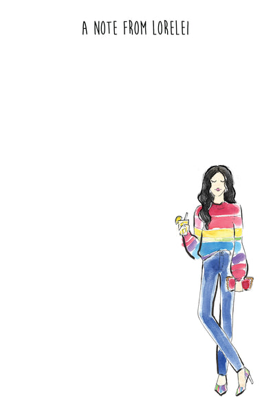 Rainbow Fashion Girl Personalized Notepad
