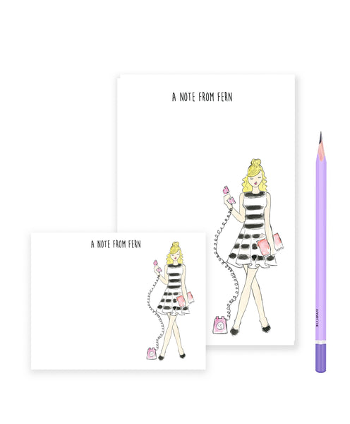 Retro Telephone Girl Personalized Stationery Desk Set