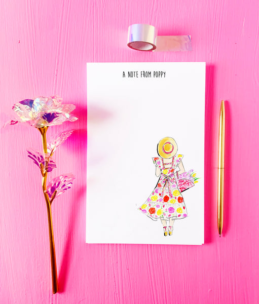 Sunny Garden Girl Personalized Notepad