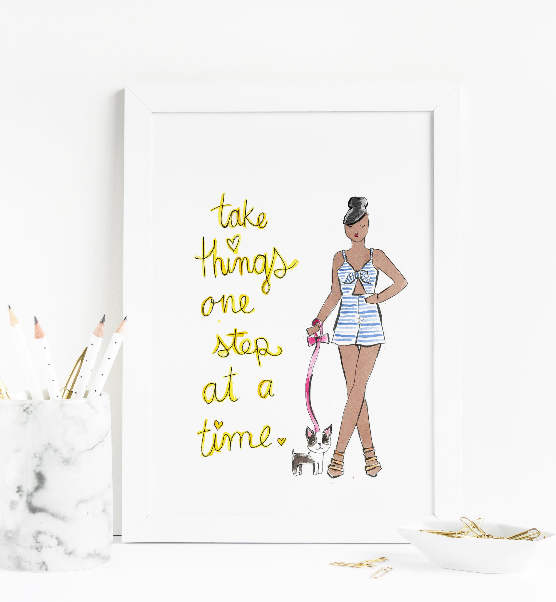 Take things one step at a time Bulldog Art Print