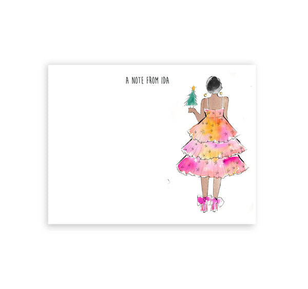 Twinkle Holiday Dress Girl Personalized Stationery