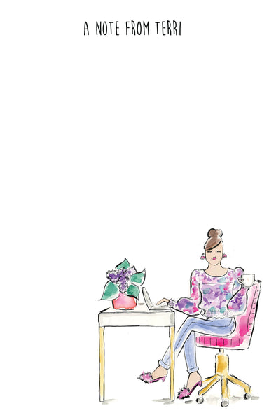 Fancy Desk Girl Personalized Notepad