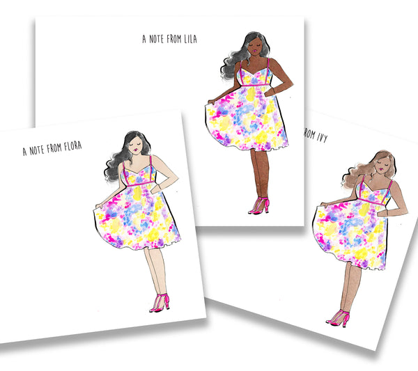 Watercolor Dress Fashionista Personalized Stationery Set